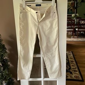 Talbots slim ankle Creme corduroy  pants